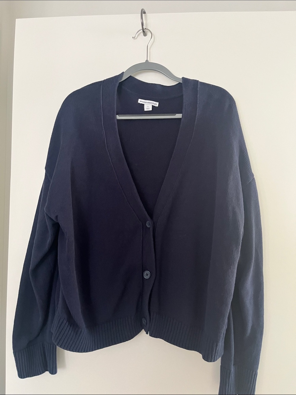 Amazon Essentials Navy Button-Front V-Neck Cardigan